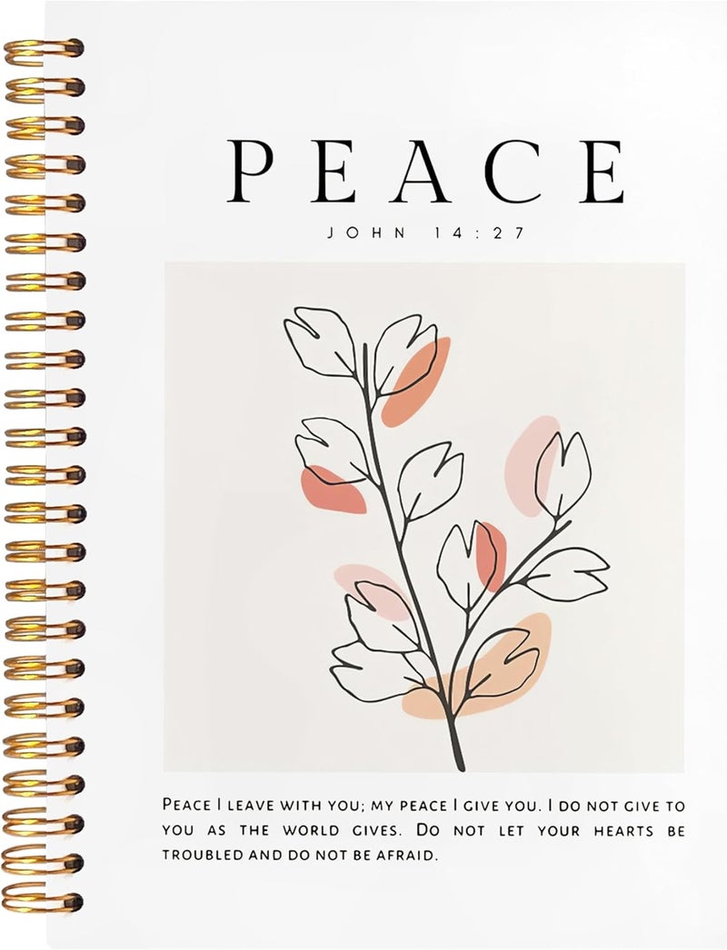 BearCake Peace I Leave with You Boho Floral Christian Notebook Journal, Christian Gifts for Women, Bible Notebooks for Note Taking, Bible Journaling Notebook, Hardcover Spiral Notebook 5.5x8.3 - Image 1